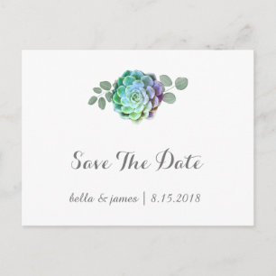Minimalistische Succulenten Save The Date-briefkaa Aankondigingskaart