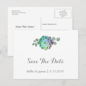 Minimalistische Succulenten Save The Date-briefkaa Aankondigingskaart (Voorkant / Achterkant)