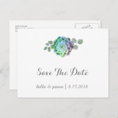 Minimalistische Succulenten Save The Date Postkaar Aankondigingskaart (Voorkant / Achterkant)