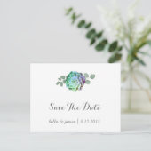 Minimalistische Succulenten Save The Date Postkaar Aankondigingskaart (Staand voorkant)
