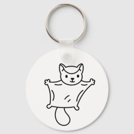 Minimalistische Sugar Glider Lijnkunst Sleutelhanger