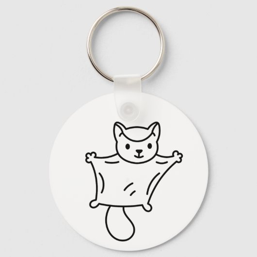 Minimalistische Sugar Glider Lijnkunst Sleutelhanger (Voorkant)