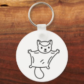 Minimalistische Sugar Glider Lijnkunst Sleutelhanger (Voorkant)