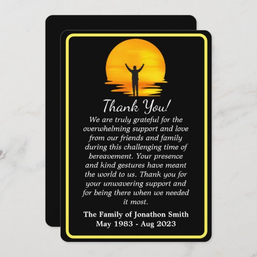 Minimalistische Sunset begrafenis bedankkaart Kaart (Voorkant / Achterkant)