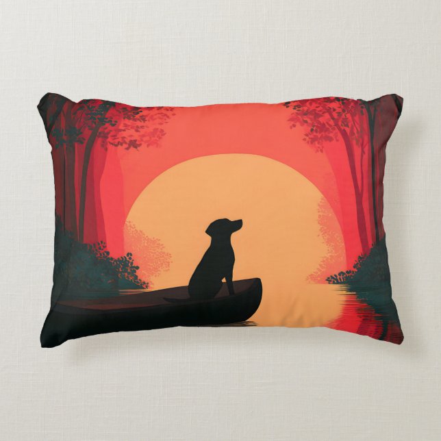 Minimalistische Sunset Black Labrador Dog Accent Kussen (Voorkant)