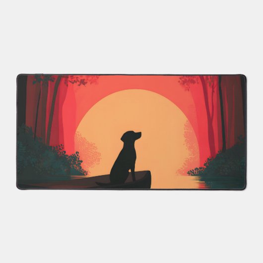 Minimalistische Sunset Black Labrador Dog Bureaumat (Voorkant)