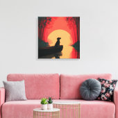 Minimalistische Sunset Black Labrador Dog Canvas Afdruk (Insitu (Woonkamer))