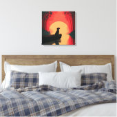 Minimalistische Sunset Black Labrador Dog Canvas Afdruk (Insitu (Slaapkamer))