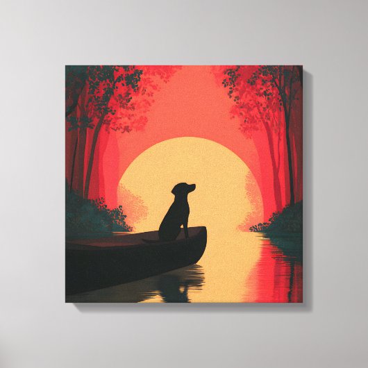 Minimalistische Sunset Black Labrador Dog Canvas Afdruk (Voorkant)
