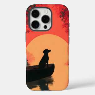 Minimalistische Sunset Black Labrador Dog iPhone 16 Pro Hoesje