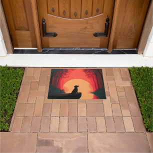 Minimalistische Sunset Black Labrador Dog Deurmat