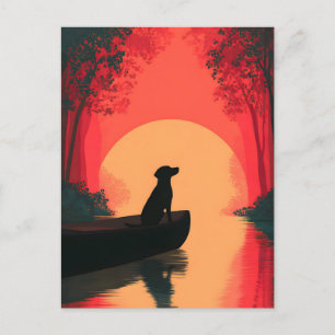 Minimalistische Sunset Black Labrador Dog Feestdagenkaart