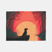 Minimalistische Sunset Black Labrador Dog Fleece Deken (Voorkant (Horizontaal))