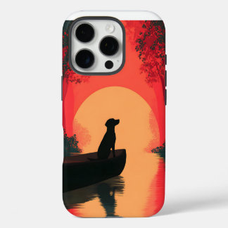Minimalistische Sunset Black Labrador Dog iPhone 16 Pro Hoesje