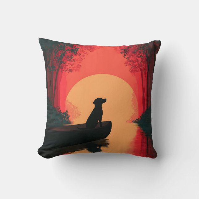 Minimalistische Sunset Black Labrador Dog Kussen (Voorkant)