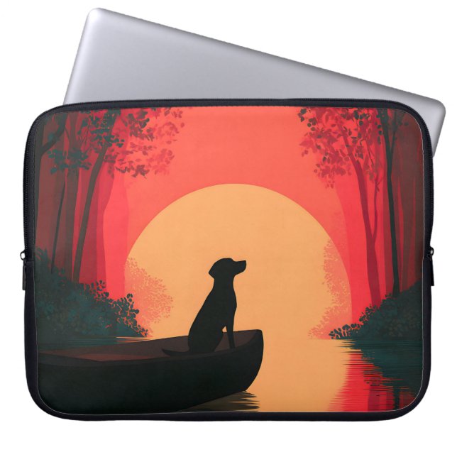 Minimalistische Sunset Black Labrador Dog Laptop Sleeve (Voorkant)