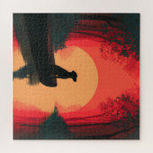 Minimalistische Sunset Black Labrador Dog Legpuzzel (Horizontaal)