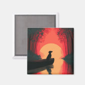 Minimalistische Sunset Black Labrador Dog Magneet (Voorkant / Achterkant)
