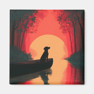 Minimalistische Sunset Black Labrador Dog Magneet
