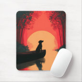 Minimalistische Sunset Black Labrador Dog Muismat (Met muis)
