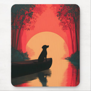 Minimalistische Sunset Black Labrador Dog Muismat