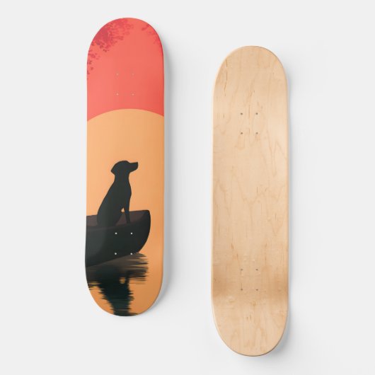 Minimalistische Sunset Black Labrador Dog Persoonlijk Skateboard (Voorkant)