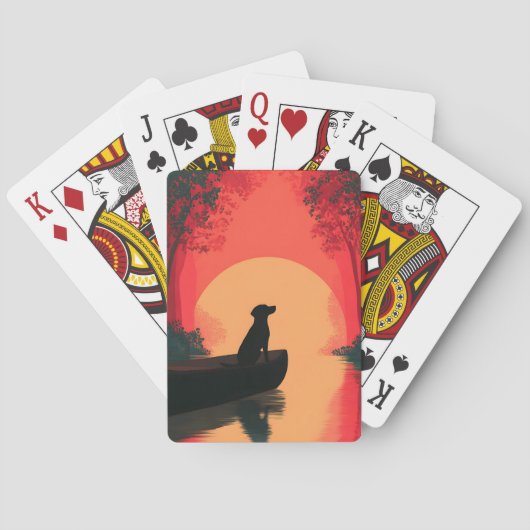 Minimalistische Sunset Black Labrador Dog Pokerkaarten (Achterkant)
