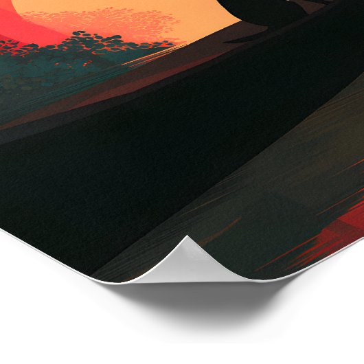 Minimalistische Sunset Black Labrador Dog Poster (Hoek)