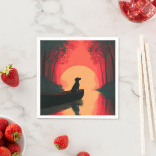 Minimalistische Sunset Black Labrador Dog Servet