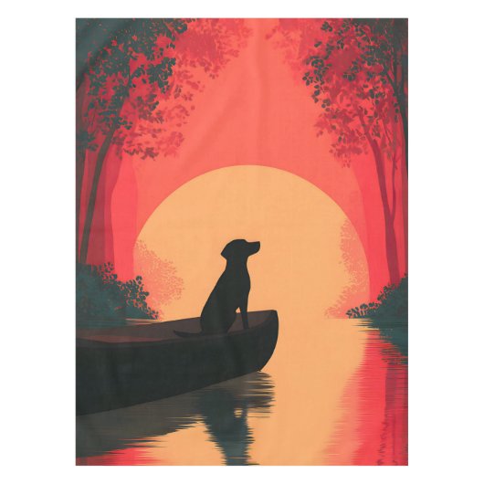 Minimalistische Sunset Black Labrador Dog Tafelkleed (Voorkant)