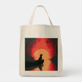Minimalistische Sunset Black Labrador Dog Tote Bag (Achterkant)