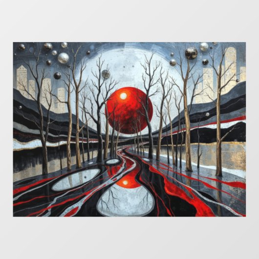 Minimalistische Sunset Landschapskunst Raamsticker (Vel)