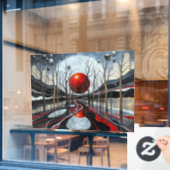 Minimalistische Sunset Landschapskunst Raamsticker (Cafe Raam)