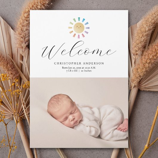 Minimalistische Sunshine Boy Fotoaankondiging