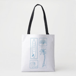 Minimalistische Surf Icon Set – Strand, Palmboom,  Tote Bag