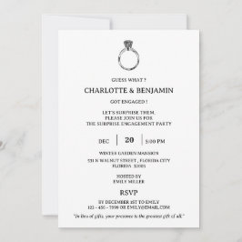 Minimalistische Surprise Engagement Party Kaart