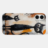 Minimalistische surrealistische zwarte kattenkunst Case-Mate iPhone case (Achterkant (horizontaal))