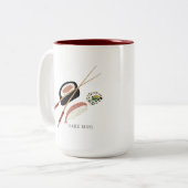 Minimalistische Sushi Rolls Sake & Chopsticks Tweekleurige Koffiemok (Voorkant links)