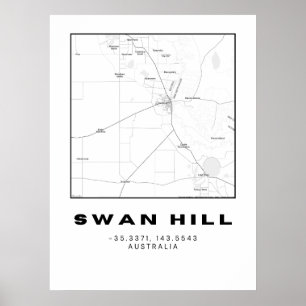 Minimalistische Swan Hill kaart met coördinaten Poster