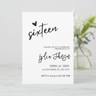 Minimalistische Sweet Sixteen Verjaardag, Sweet 16 Kaart