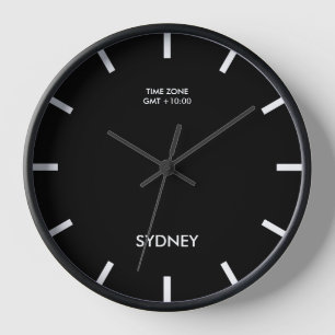 Minimalistische Sydney Time Zone Newsroom Black Wa