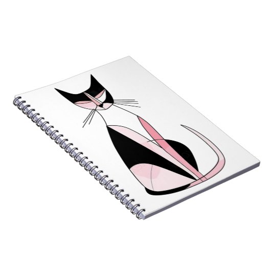 Minimalistische symmetrische kattentekening notitieboek (Rechterzijde)