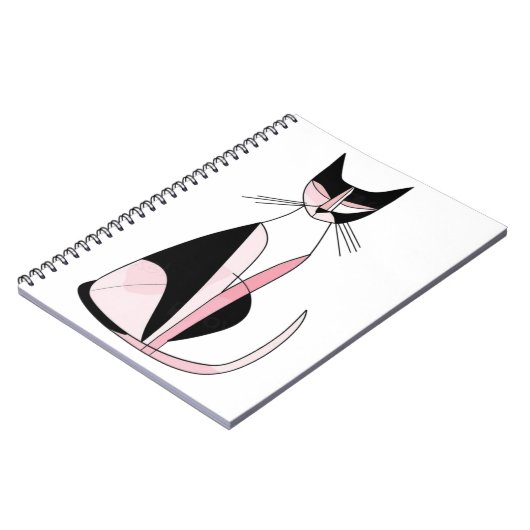 Minimalistische symmetrische kattentekening notitieboek (Linkerzijde)