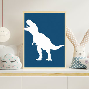 Minimalistische T-Rex Dinosaurus Silhouet Kinderka Poster