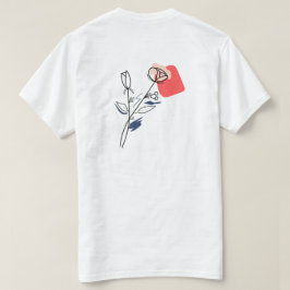 Minimalistische T-shirt met bloemmotief in lijnkun