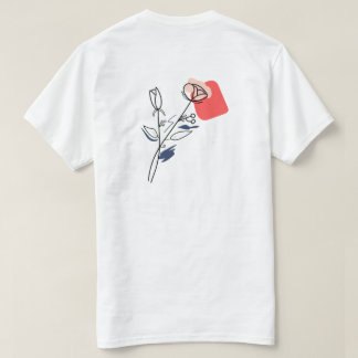 Minimalistische T-shirt met bloemmotief in lijnkun