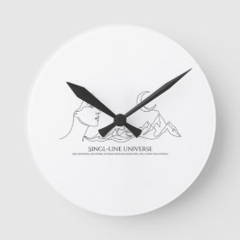 Minimalistische T-shirt met éénlijnige kunstprint Ronde Klok