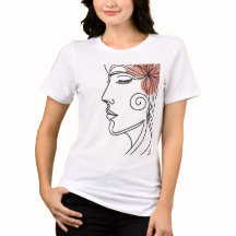 Minimalistische T-shirt met lijnkunst van vrouwenh