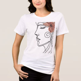 Minimalistische T-shirt met lijnkunst van vrouwenh