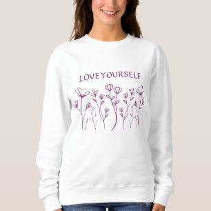 Minimalistische T-shirt met wilde bloemen en 'Love